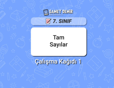7. Sınıf Tam Sayılar Çalışma Kağıdı PDF İndir